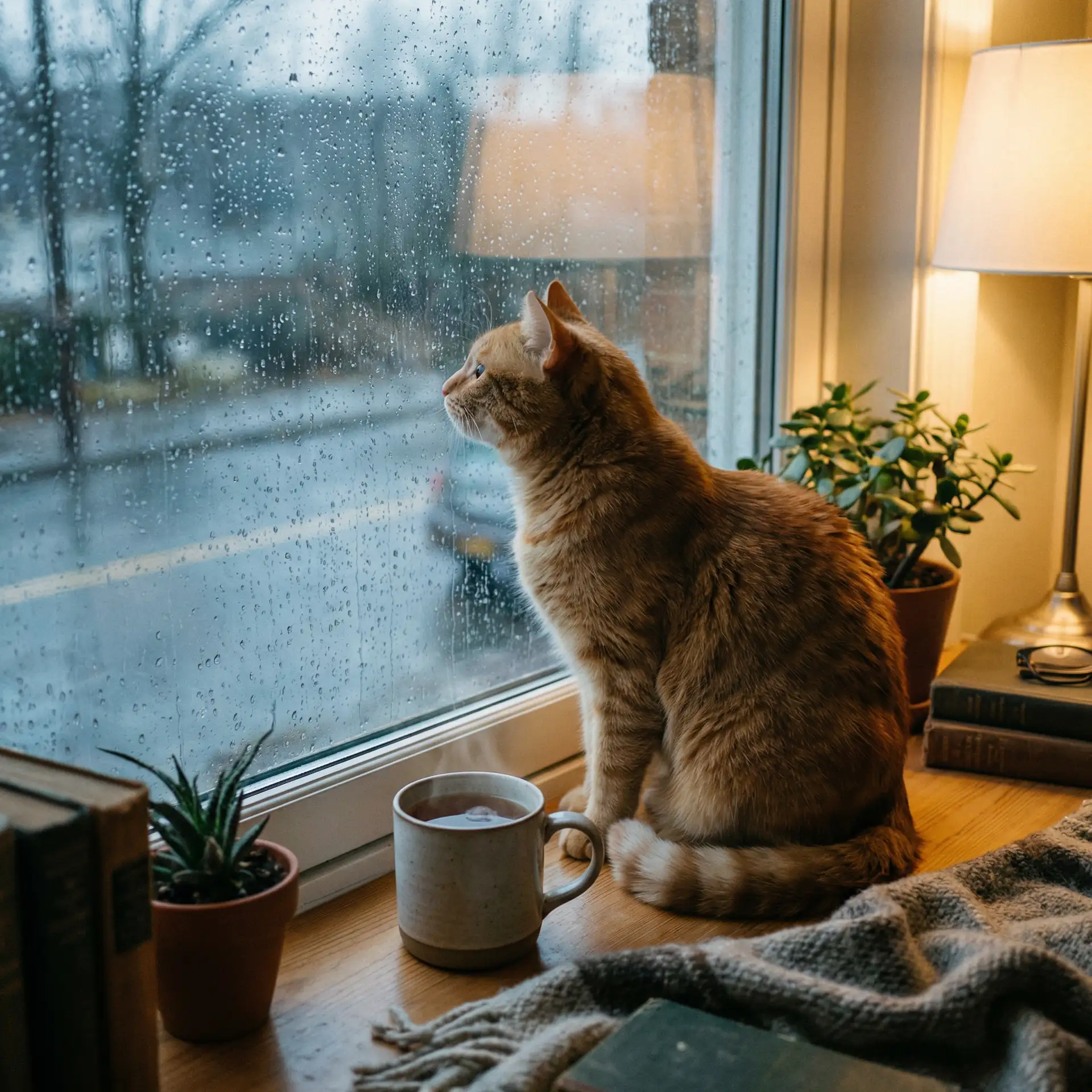 猫咪望着窗外的雨 - 美女被强奸